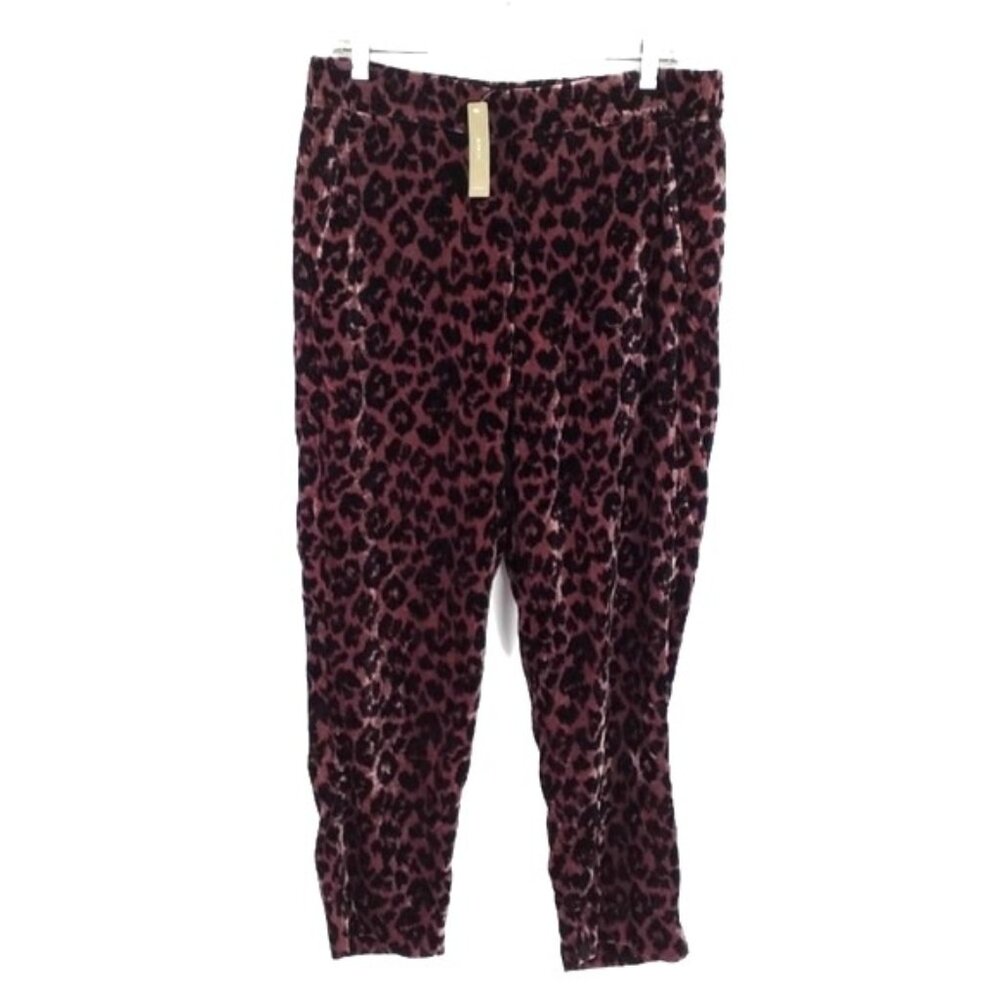 J Crew Rose Leopard Pull-On Elastic Waist Tapered Leg Ankle Pants Womens 10T NWT